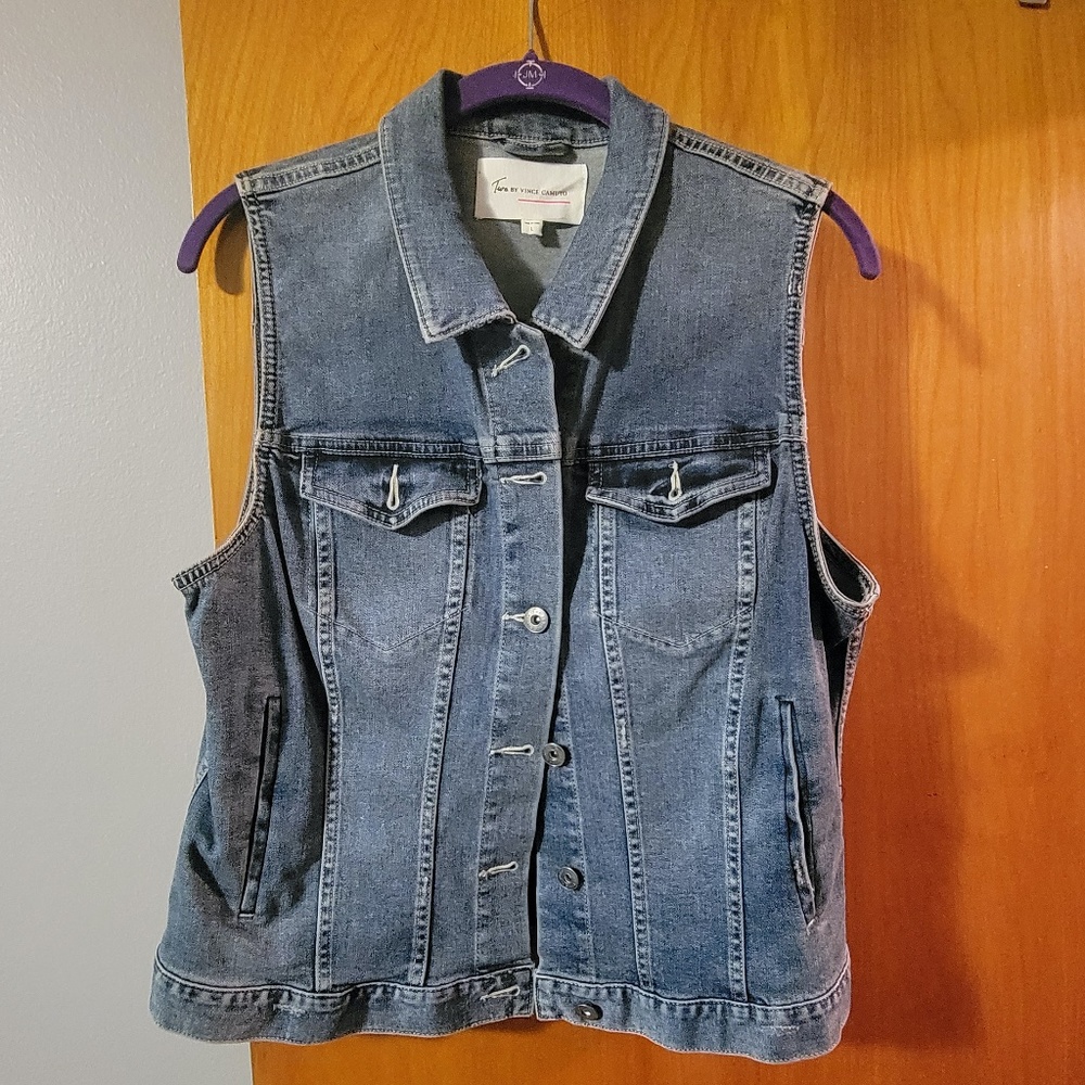 Acid wash denim vest